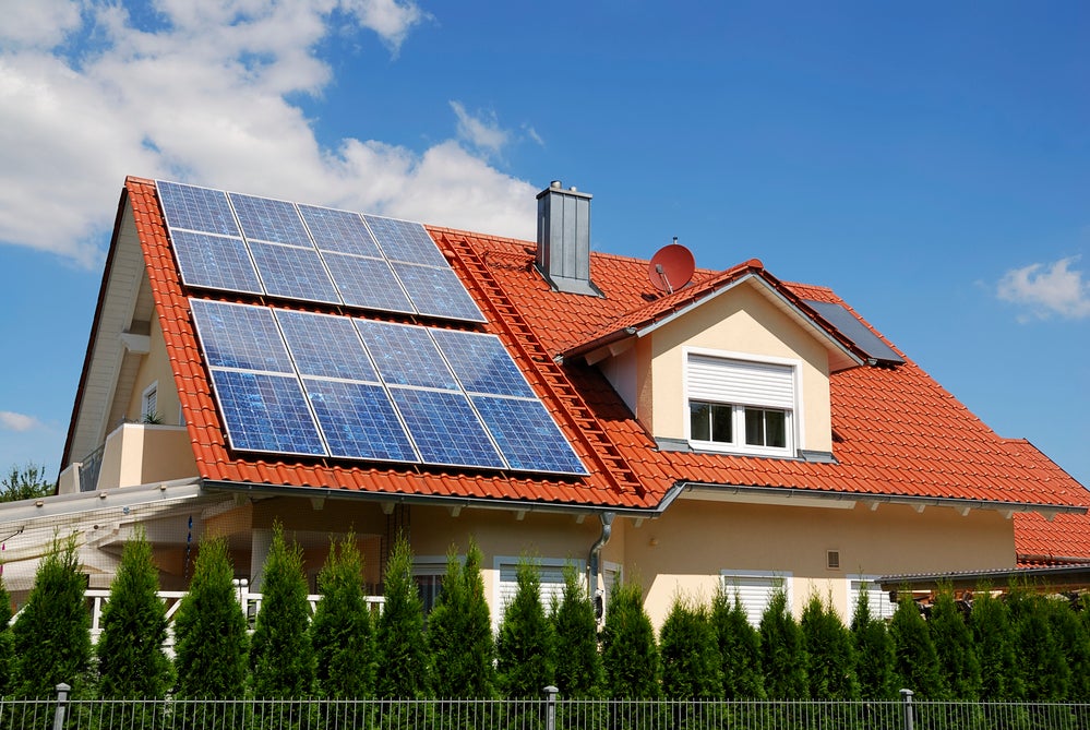 Solar panels on pitched roof 